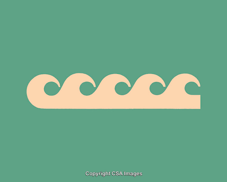 Minimalist Ocean Wave Illustration on a Green Background
