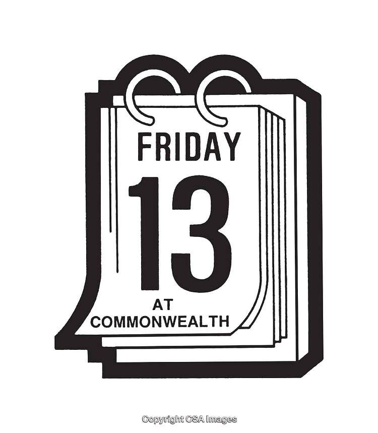 Black and White Friday the 13th Calendar Illustration