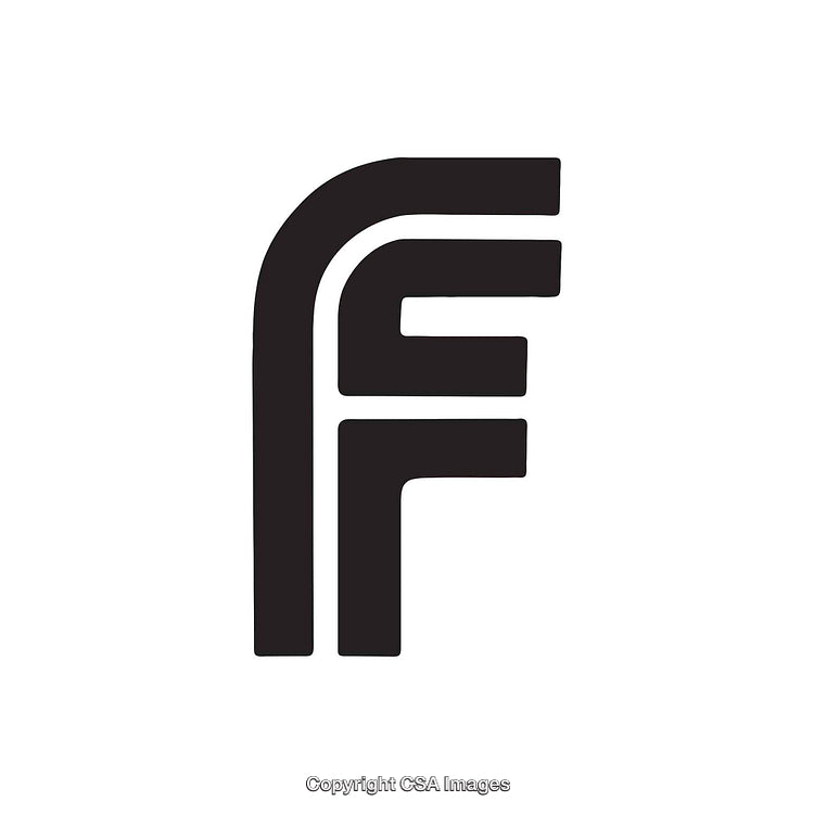 Stylized Bold Letter F Design in Black on White Background