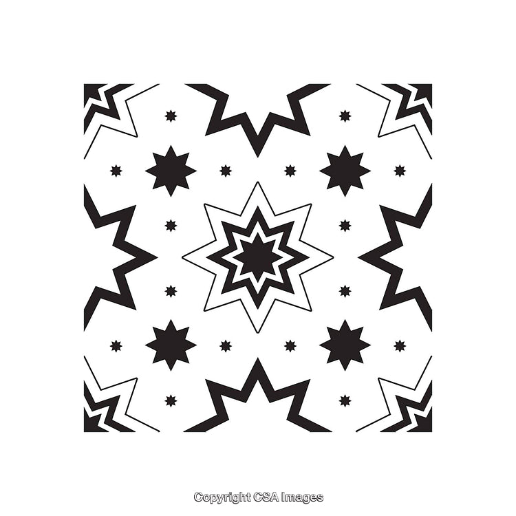 Abstract Black And White Pattern Featuring Star Shapes And Geometric Elements