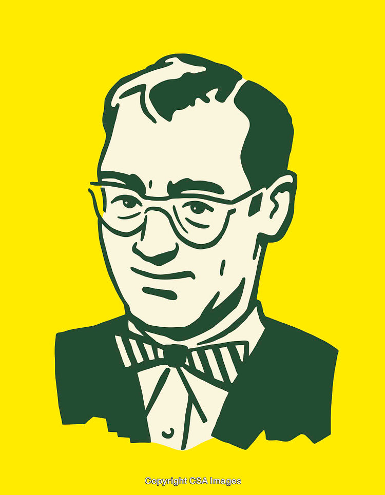 Retro-Inspired Illustrated Man Portrait on Vibrant Yellow Background