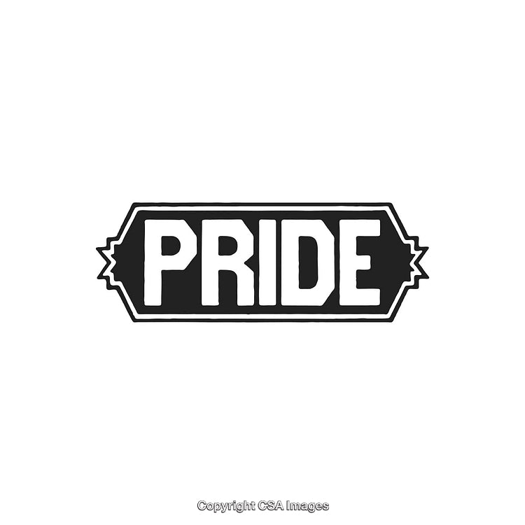 Bold Black and White Text Sign Reading 'Pride' with Vintage Design