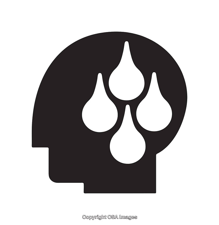 Profile Neurographic Icon Depicting Mental Stress with Teardrops