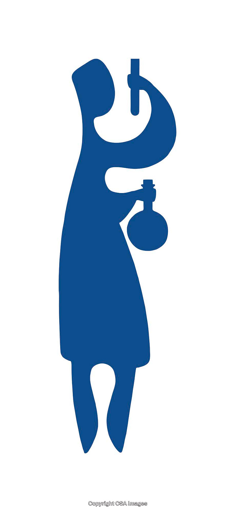 Blue Silhouette Icon of a Scientist with Laboratory Equipment