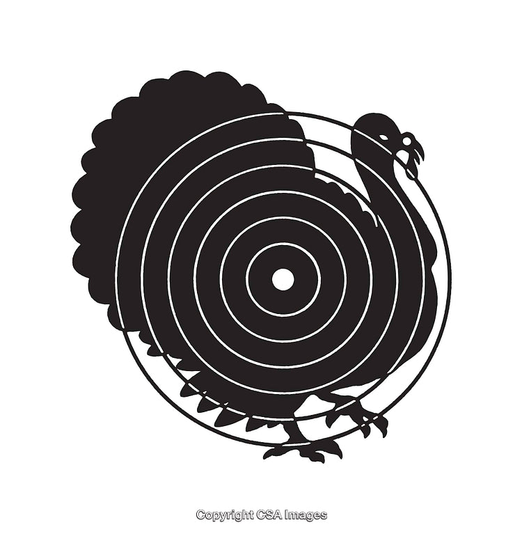 Turkey Silhouette with Target Circles in Black and White Line Art