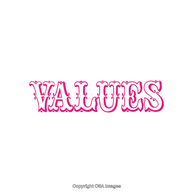 Creative Pink Text Art Displaying the Word 'Values' on White Background