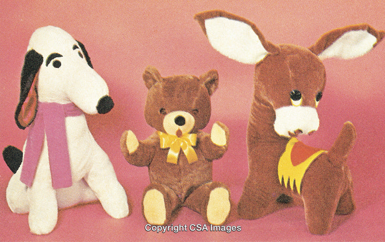 Adorable Plush Toys Displayed on Pink Background