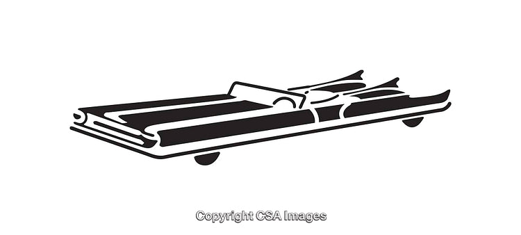 Black and White Icon of a Convertible With Skis on Top