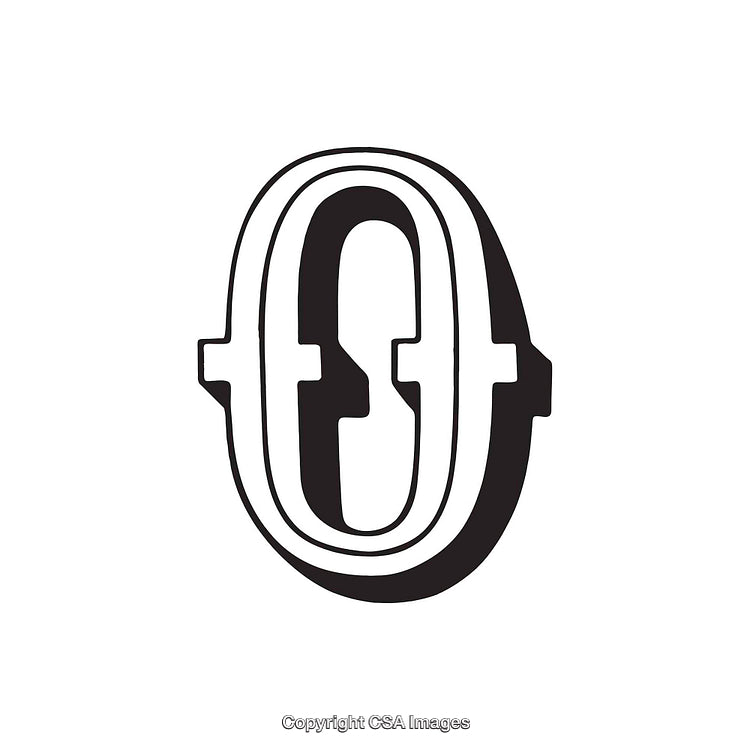 Stylized Black and White Illustration of the Letter O with Unique Design