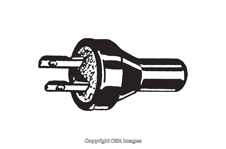 Black and White Illustration of a Vintage Electrical Plug