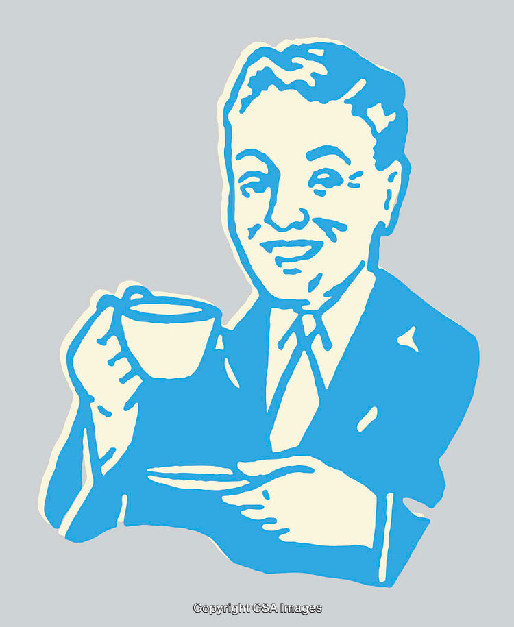 Illustration of Man Enjoying Coffee in Retro Artistic Style