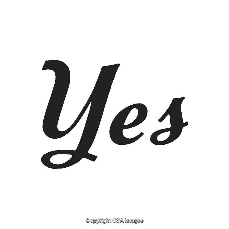 Black Stylized Word Yes on a White Background for Typography Concept