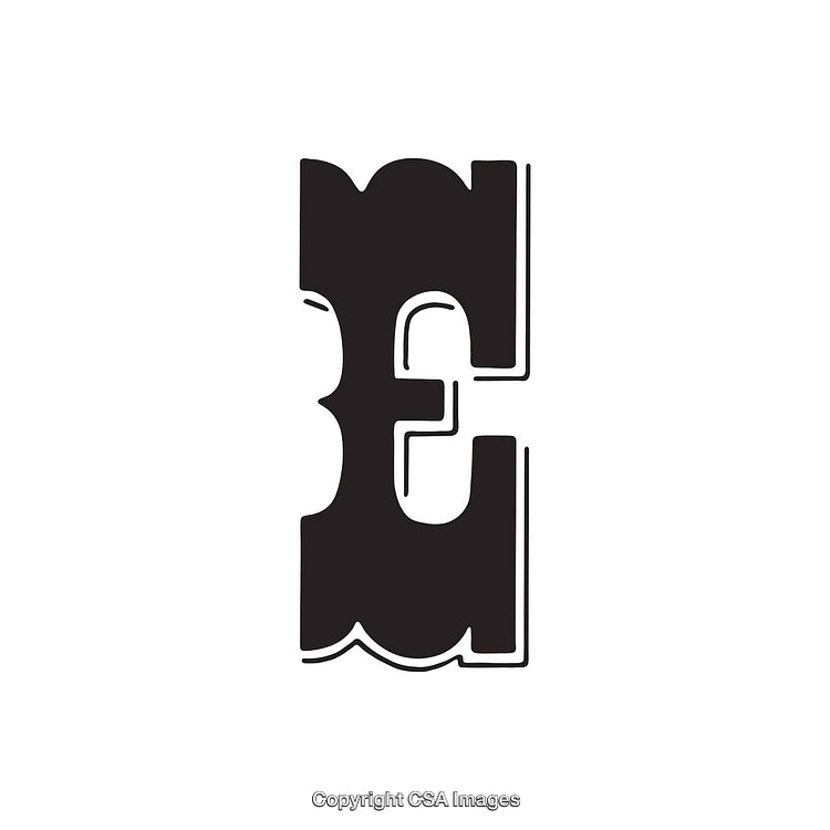 Stylized Letter E with Bold Black and White Design