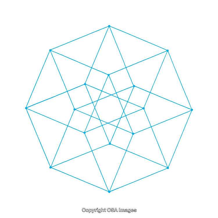 Geometric Blue Hexagonal Outline with Multiple Lines and Intersections