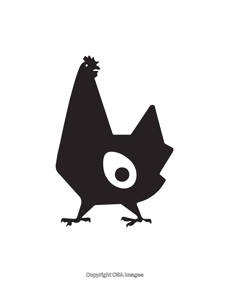 Abstract Black and White Chicken Silhouette with Artistic Design