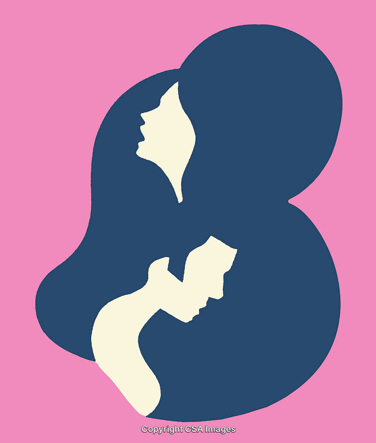 Abstract Silhouette Illustration of Two Faces in Modern Graphic Art Style