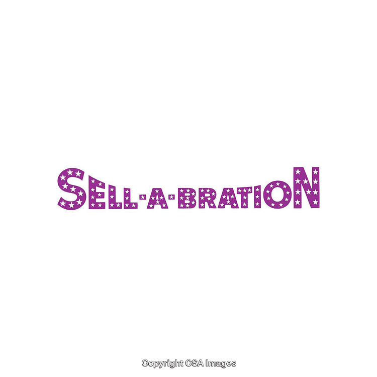 Purple Celebration Text Logo Design With Star Pattern