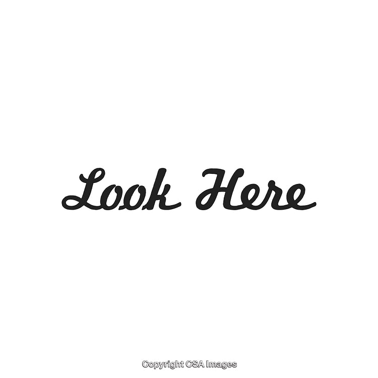 Elegant Script 'Look Here' Text on White Background