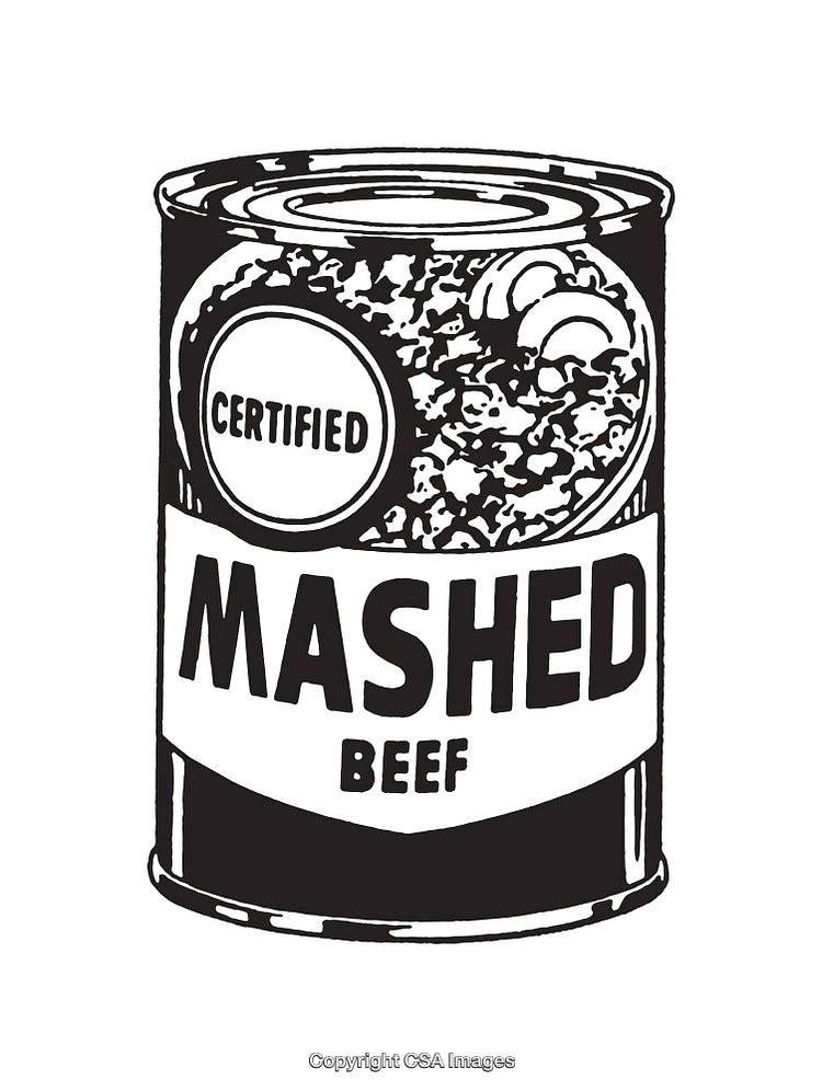 Vintage Style Line Art of a Mashed Beef Can