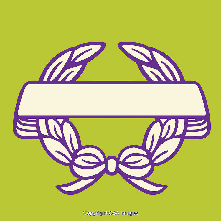 Illustration of a Laurel Wreath with Ribbon on Vibrant Background