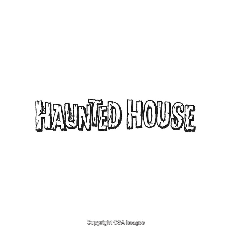 Haunted House Text with Spooky Halloween-Themed Typography on White Background