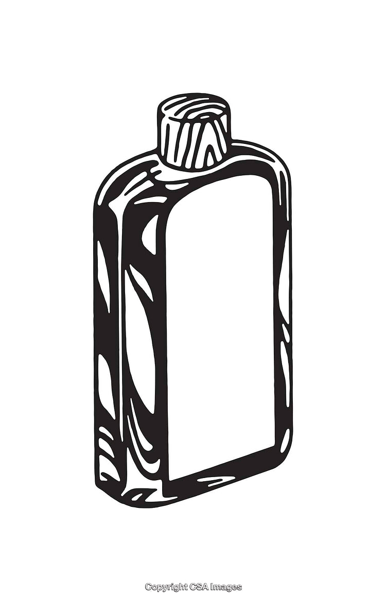 Vintage Black and White Bottle Line Art Illustration