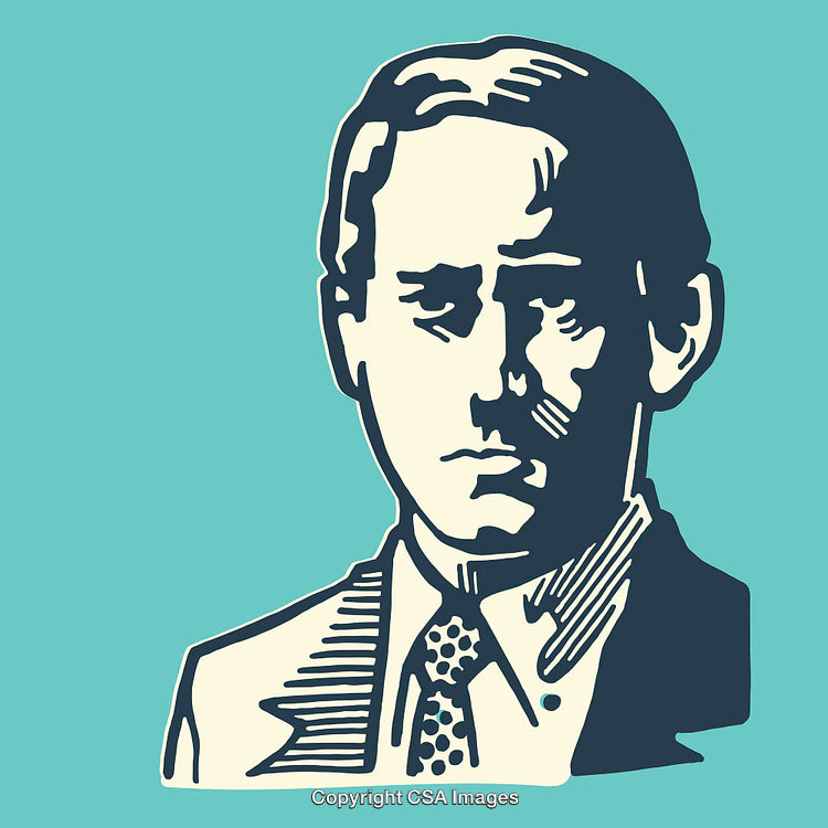 Colorful Line Art Illustration of a Serious Businessman