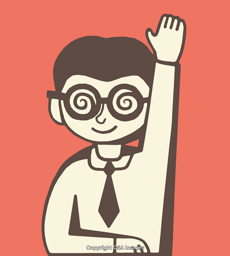 Cartoon Line Art of a Person Raising Hand in Approval