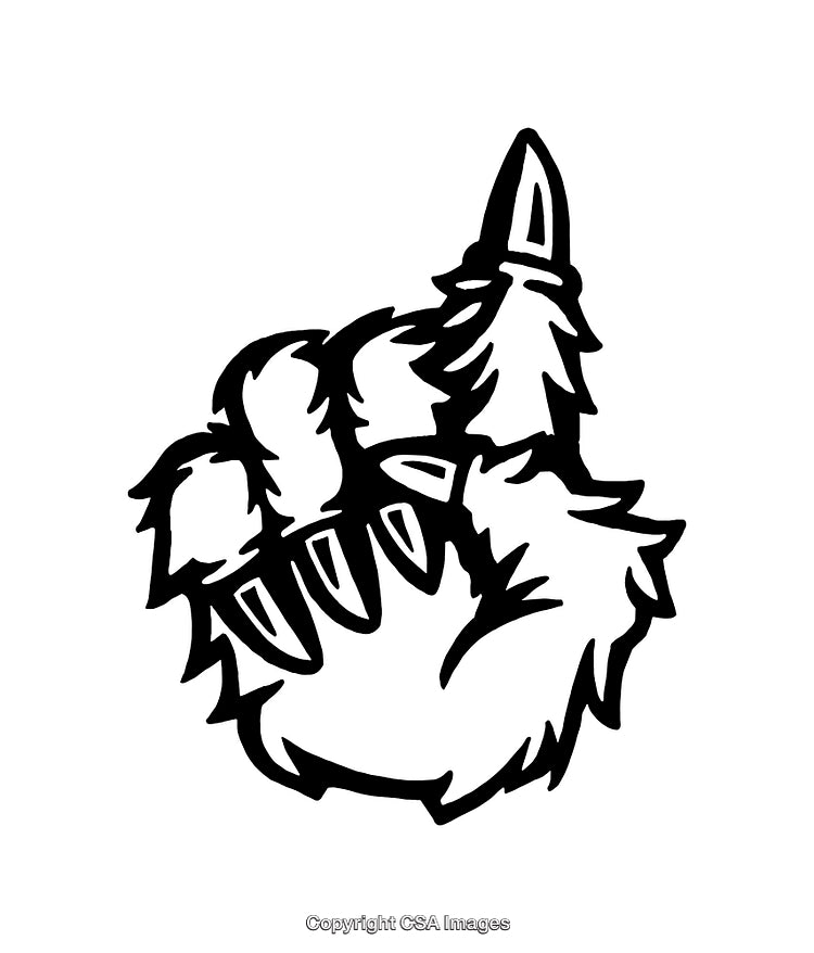 Black and White Line Art of a Mythical Hand Illustration