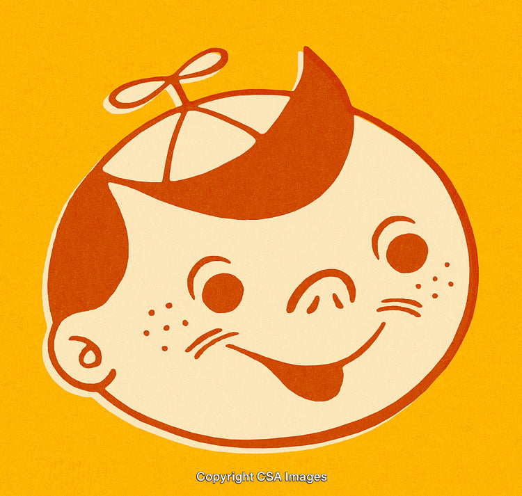 Playful Vintage Character Illustration with Retro Styling and Cheerful Expression