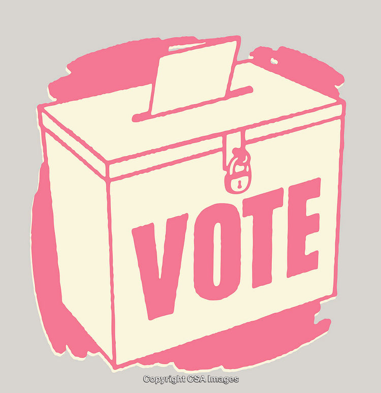 Illustrated Ballot Box With Vote Illustration in Minimalistic Style