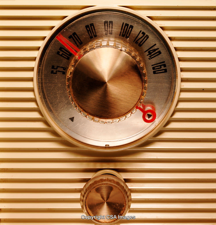 Close-Up of a Retro Radio Tuning Dial with a Vintage Design