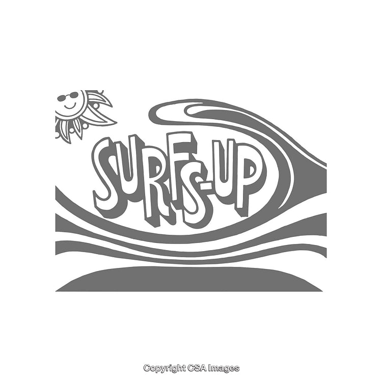 Playful Surf's Up Icon With Waves and Sun Illustration