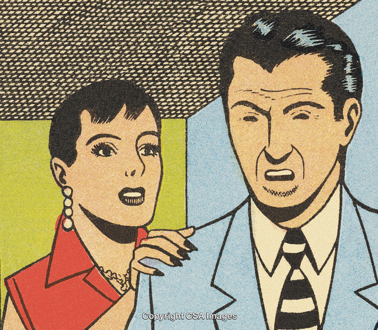 Retro Illustration of a Man and Woman in Vibrant Pop Art Style