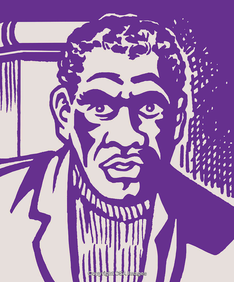 Portrait Illustration of a Thoughtful Man in Bold Graphic Art Style