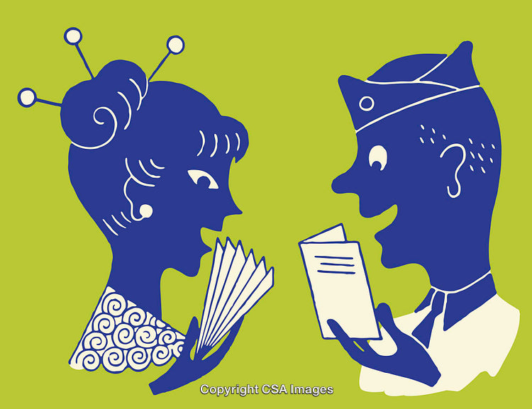Colorful Line Art Illustration of Two Characters Sharing Humor Together