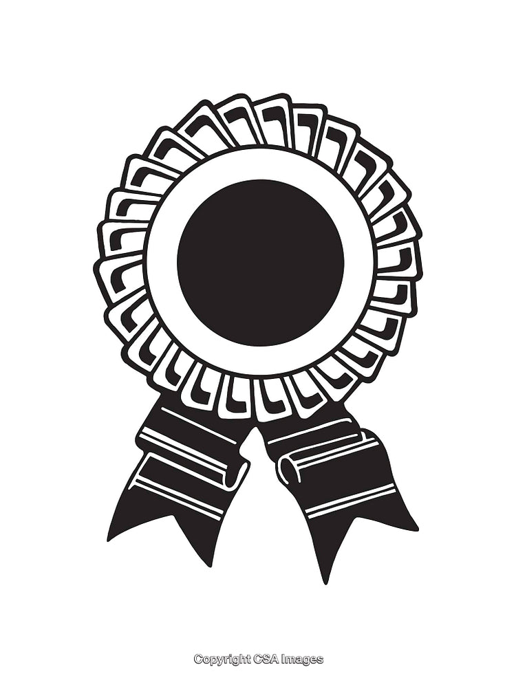 Black and White Line Art Illustration of an Award Ribbon