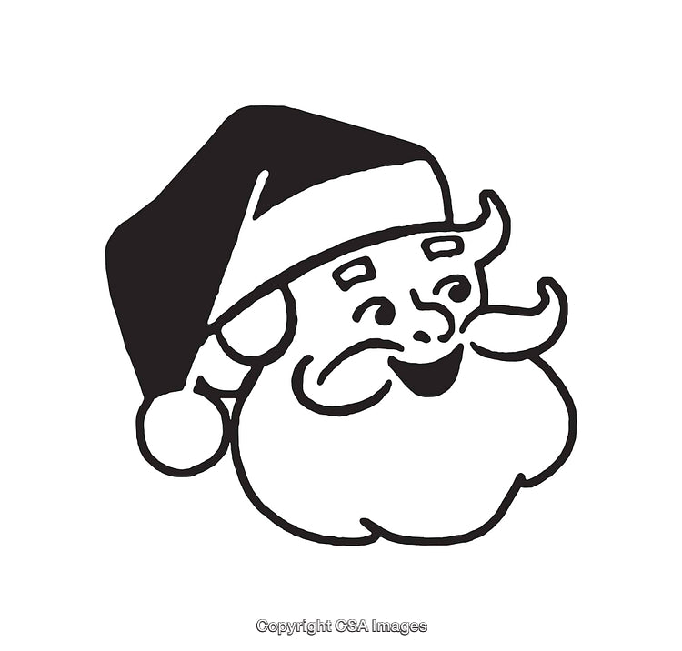Smiling Santa Claus Line Art Illustration in Black and White