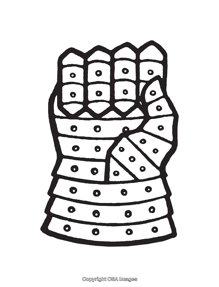 Black and White Drawing of an Armored Glove Representation