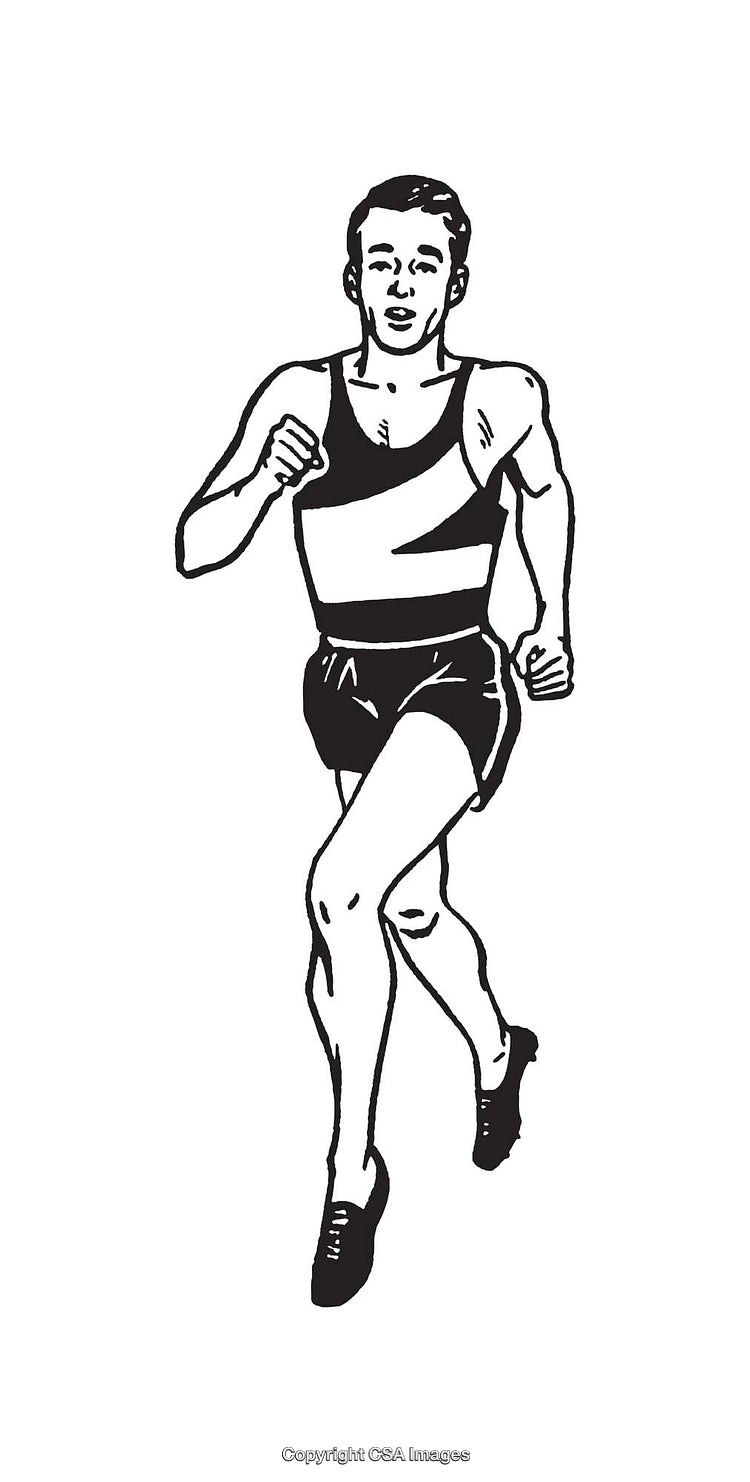 Black and White Line Art of a Runner in Motion