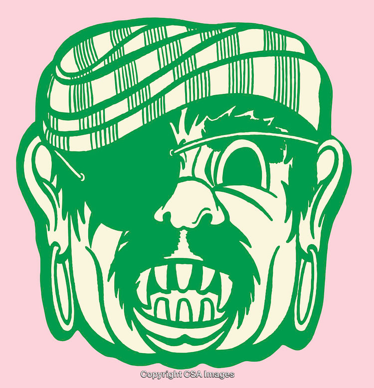 Retro Pirate Illustration With Pink Background in Bold Color Style