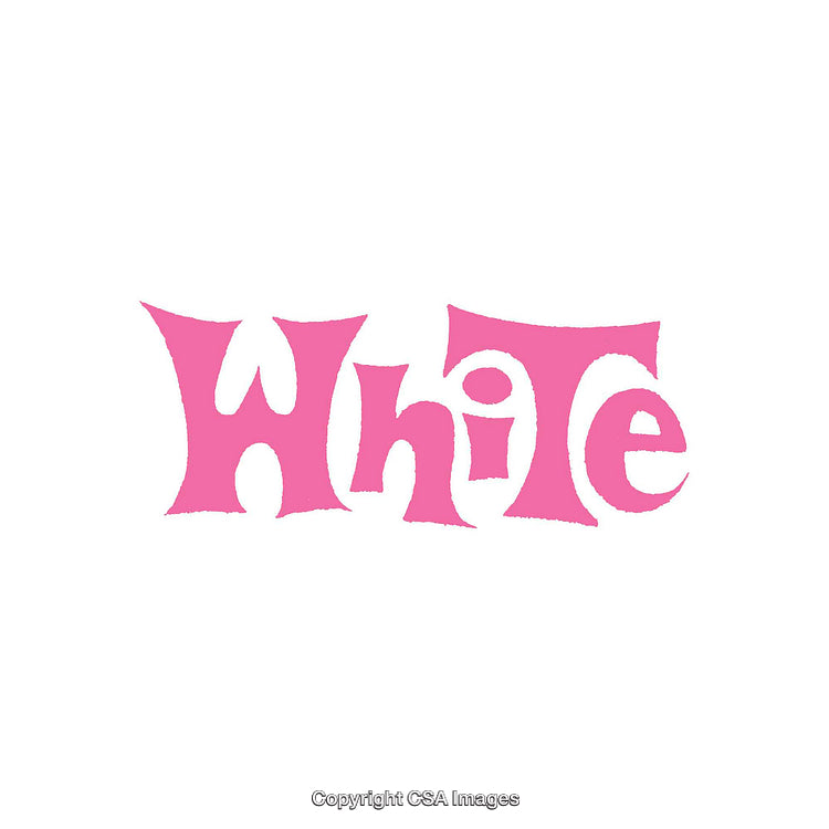 Abstract Typography with Pink Text Reading 'White' on White Background