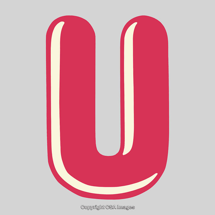 Stylized Red Letter U on a Gray Background