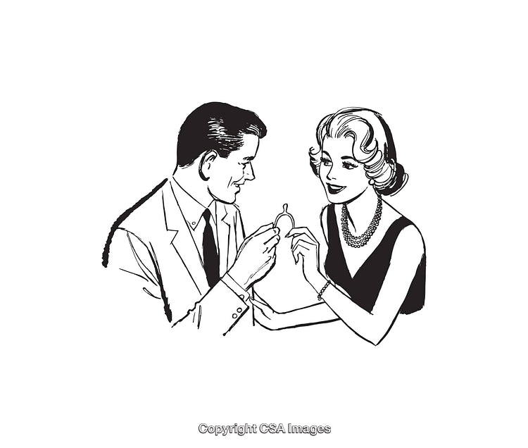 Vintage Illustration of a Couple in a Retro Style Motif