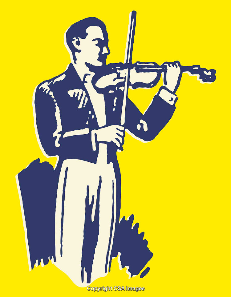 Stylized Line Art Illustration of a Violinist Performing in Vibrant Colors