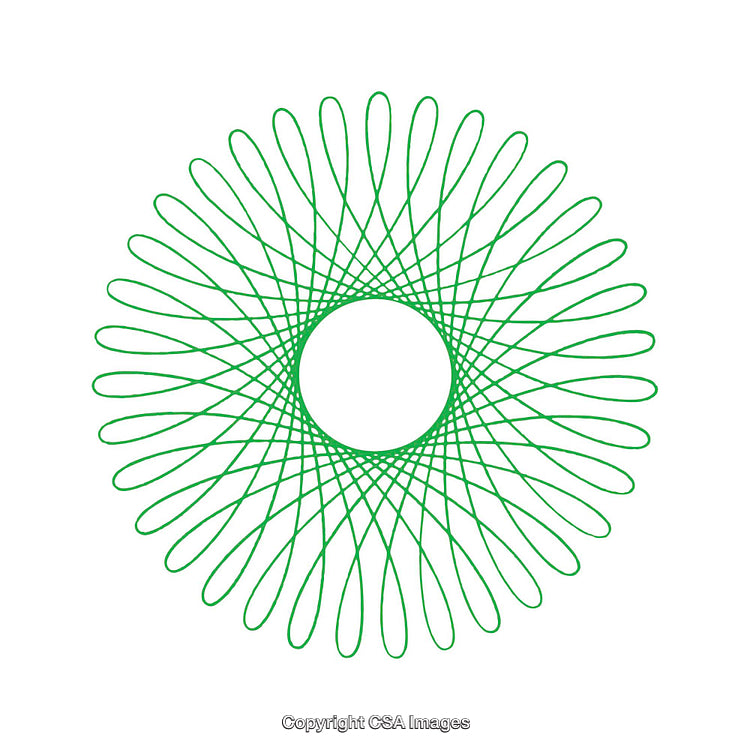 Abstract Green Geometric Pattern Featuring Dynamically Interconnected Loops in Symmetry