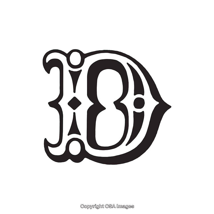 Ornate Vintage Letter D in Classic Calligraphy Style