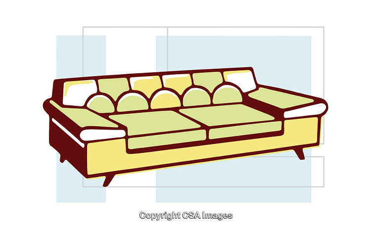 Retro Illustration of a Stylish Couch with Decorative Cushions