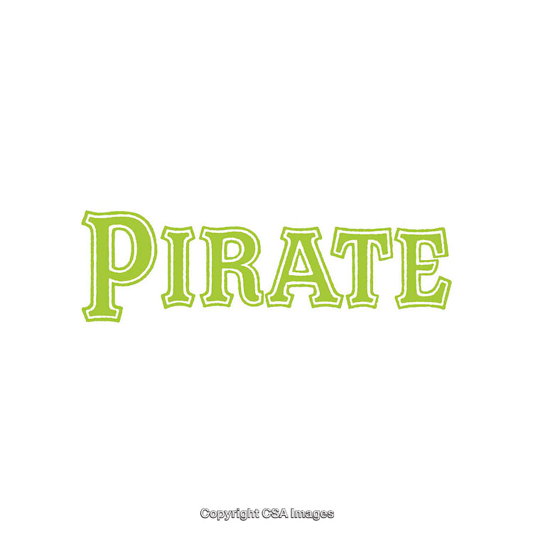 Lime Green Decorative Pirate Text on White Background