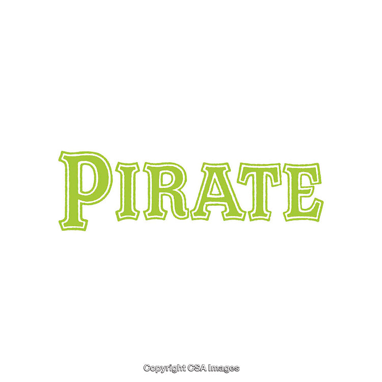Lime Green Decorative Pirate Text on White Background
